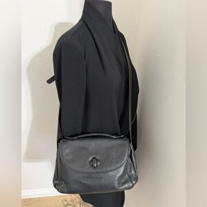 Gianfranco Lotti Black Pebble Leather Crossbody Bag